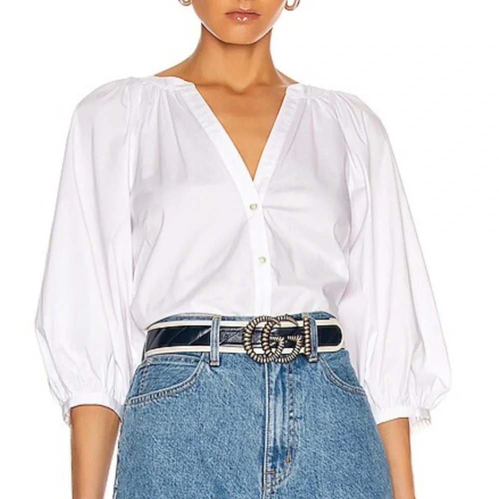 STAUD White New Dill Blouse L - Picture 1 of 4